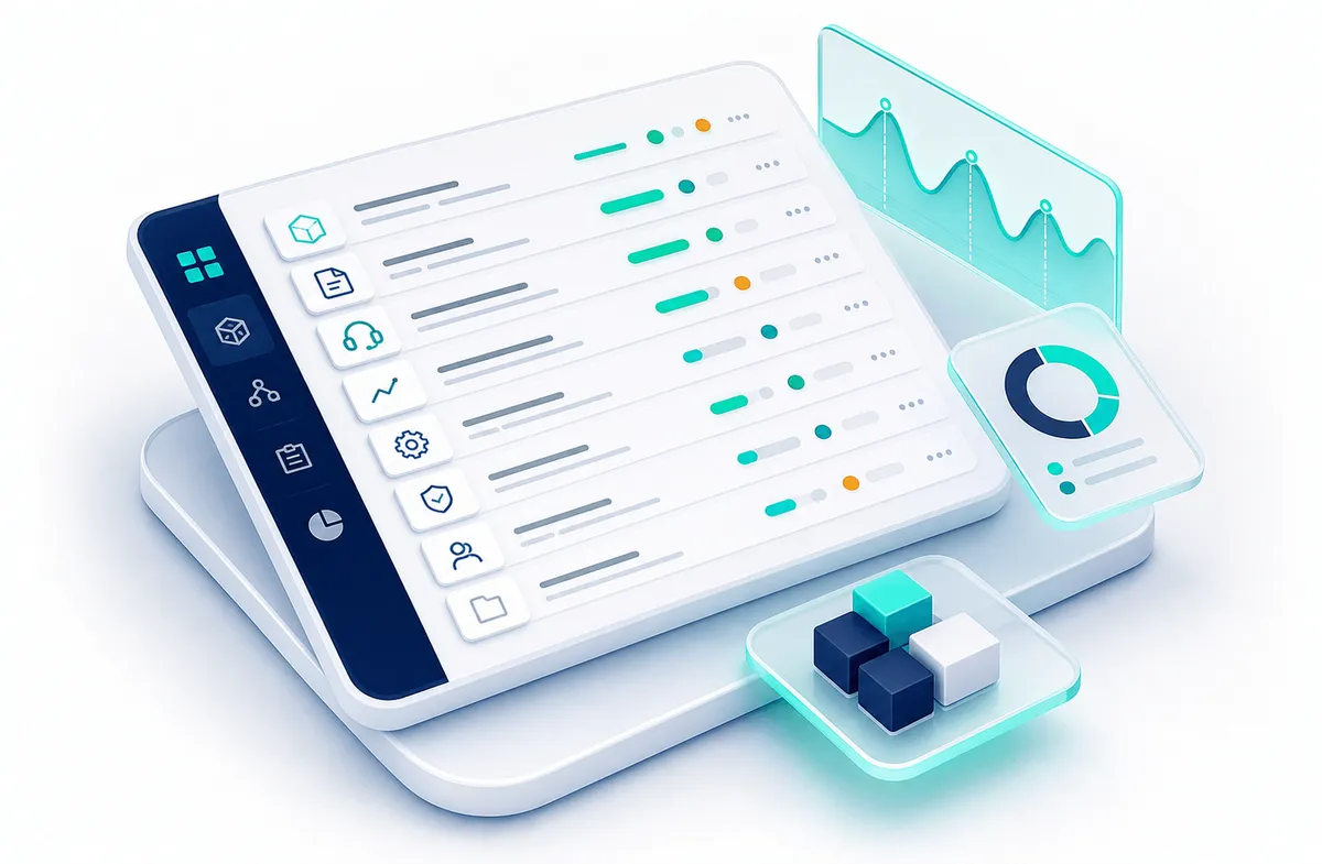 An AI use case registry listing agents, automations, and copilots by type, status, and linked systems